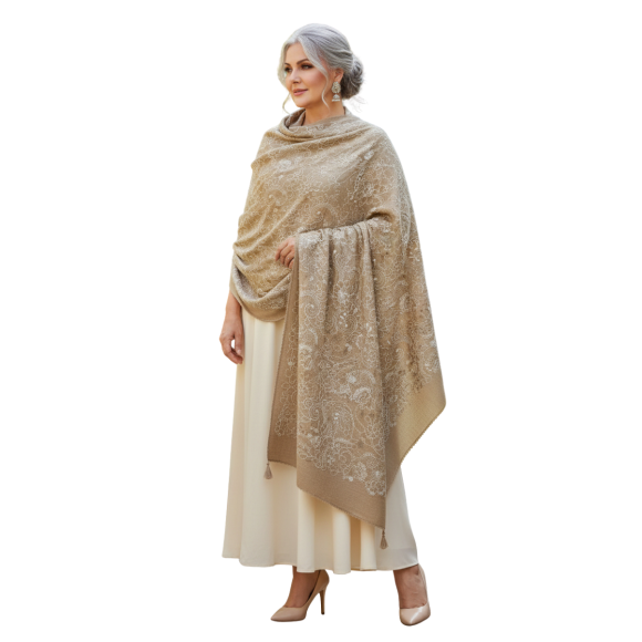 Szal z wełny merynosów - 100% MERINO  (Wh-1)