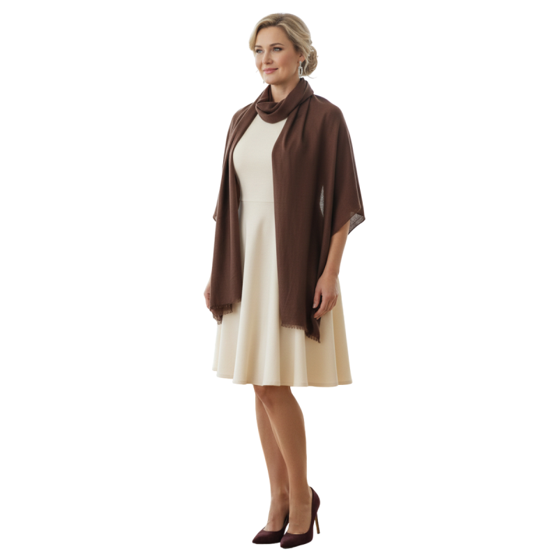 Szal z mieszanki wełny i jedwabiu- elegancja w odcieniu melanżu (W-69)