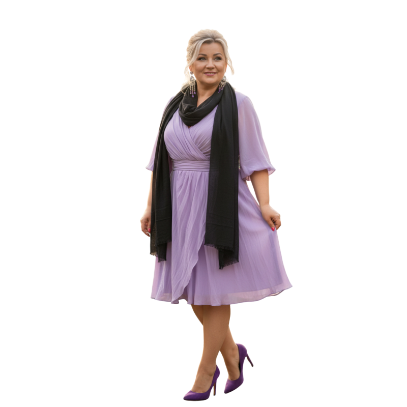 Duży szal z mieszanki wełny merino i jedwabiu – lekki i cienki jak pashmina ( W-75)