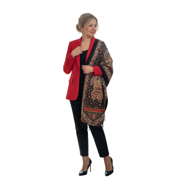 Szal z wełny merino – elegancja w pakistańskim stylu ( W-136)