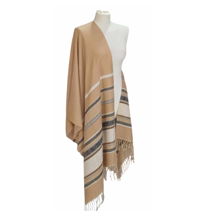 Szal z wełny jagnięcej o pięknym i charakterystycznym etnicznym wzorze (W-3)