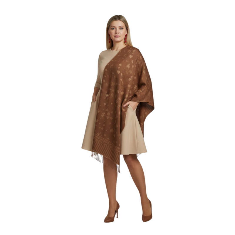 Szal z pashminy w ciepłym karmelowym odcieniu (P-119)