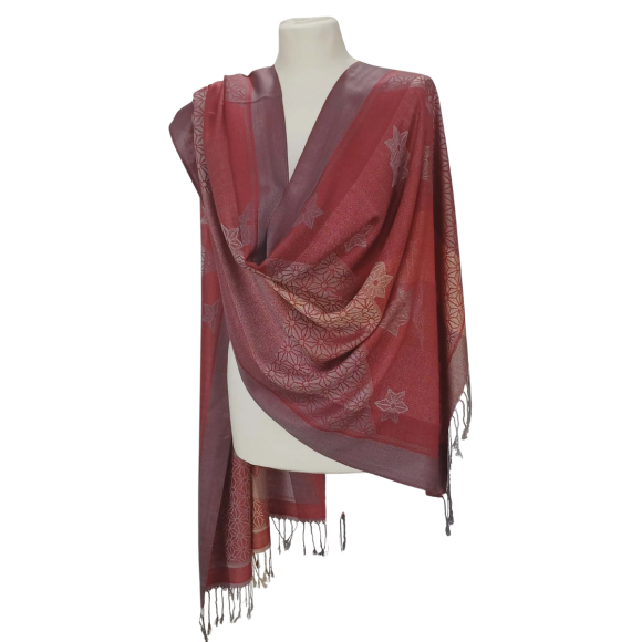 Szal z Pashminy – odcienie czerwieni i bordo (P-117)