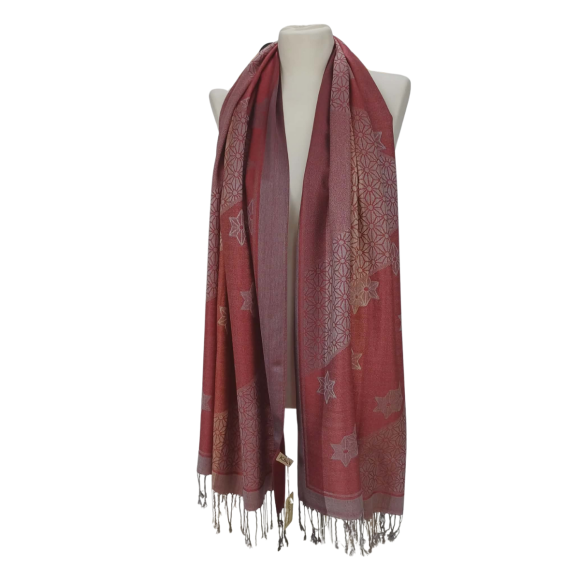 Szal z Pashminy – odcienie czerwieni i bordo (P-117)