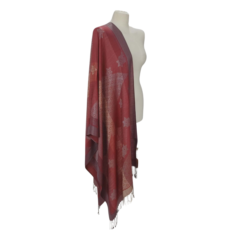 Szal z Pashminy – odcienie czerwieni i bordo (P-117)