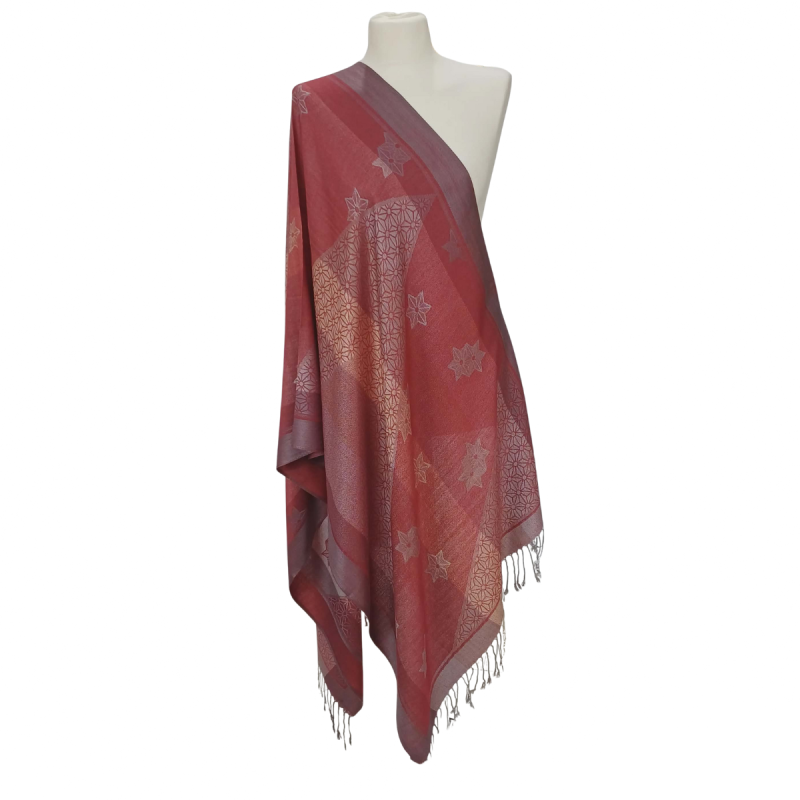 Szal z Pashminy – odcienie czerwieni i bordo (P-117)