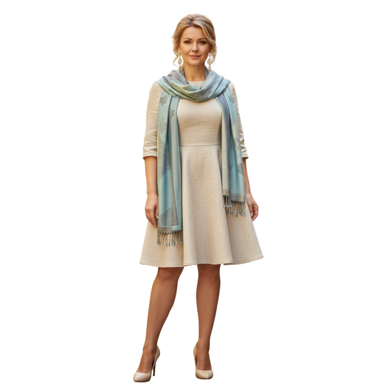 Szal z pashminy – elegancja i lekkość w pastelowych odcieniach (P-116)