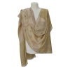 Szal z pashminy- kremowy ze złotym zdobieniem (P-104)