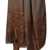 Szal kaszmirowy w brązie z kwiatową bordiurą (P-89)