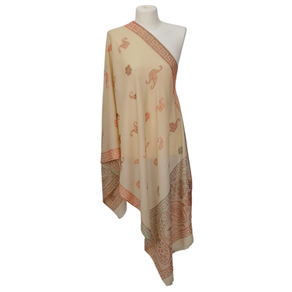 Szal kaszmirowy z jedwabiem Banarasi Kani – elegancja i orientalny szyk (P-88)