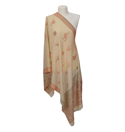 Szal kaszmirowy z jedwabiem Banarasi Kani – elegancja i orientalny szyk (P-88)