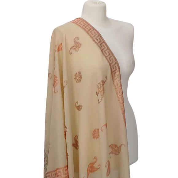 Szal kaszmirowy z jedwabiem Banarasi Kani – elegancja i orientalny szyk (P-88)