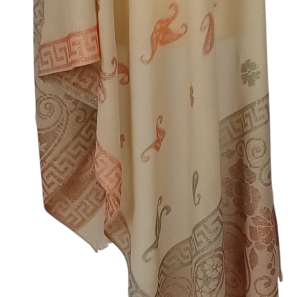 Szal kaszmirowy z jedwabiem Banarasi Kani – elegancja i orientalny szyk (P-88)