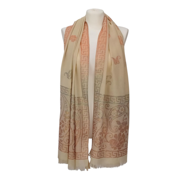 Szal kaszmirowy z jedwabiem Banarasi Kani – elegancja i orientalny szyk (P-88)