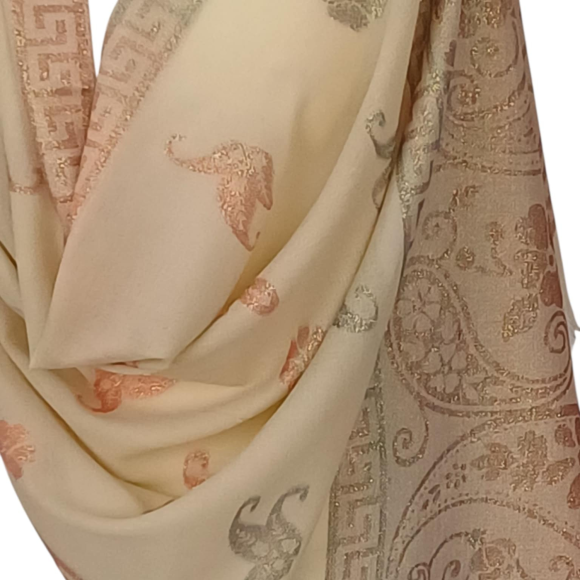 Szal kaszmirowy z jedwabiem Banarasi Kani – elegancja i orientalny szyk (P-88)