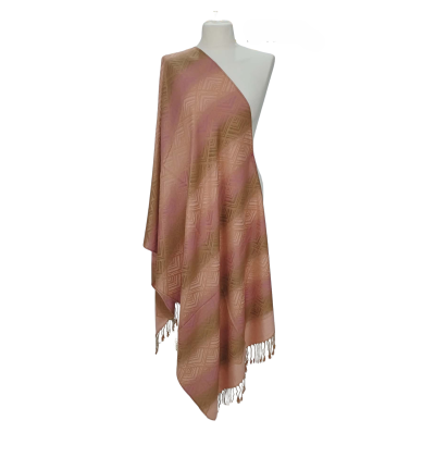 Szal z pashminy – pudrowy róż, beż i złamana morela (P-127)