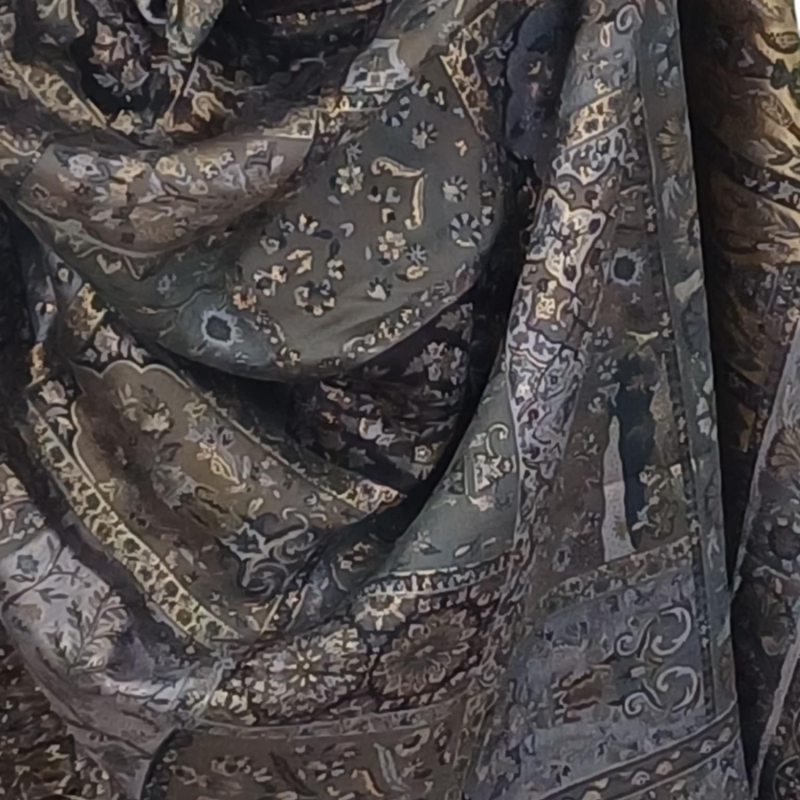 Pakistański szal jedwabny z orientalnym wzorem – elegancja utkana w tradycji (KP-3)