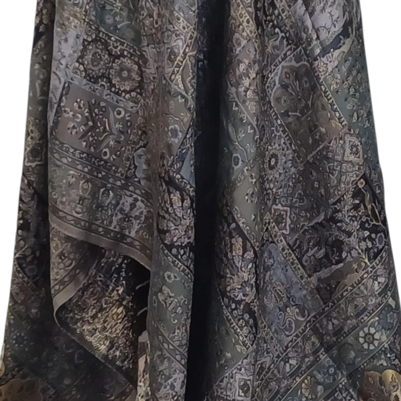 Pakistański szal jedwabny z orientalnym wzorem – elegancja utkana w tradycji (KP-3)