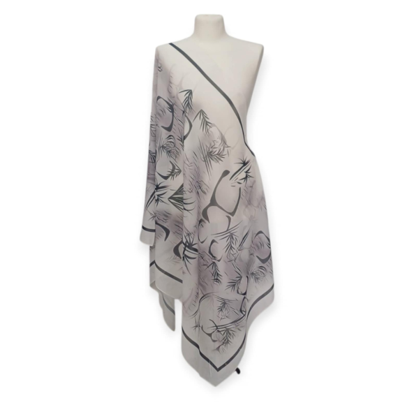 Jedwabny szal szyfonowy Georgette,zdobiony kryształkami (Ż-16)