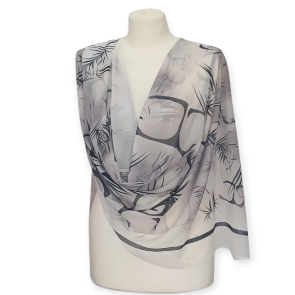 Jedwabny szal szyfonowy Georgette,zdobiony kryształkami (Ż-16)