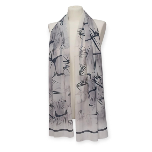 Jedwabny szal szyfonowy Georgette,zdobiony kryształkami (Ż-16)