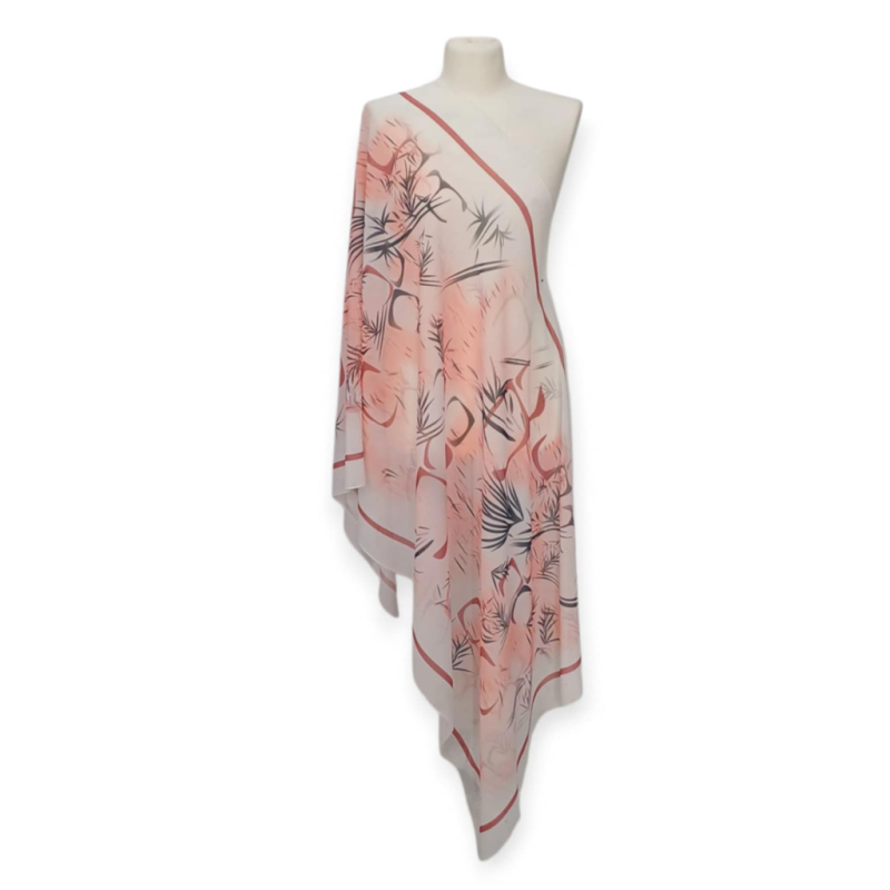 Jedwabny szal szyfonowy Georgette,zdobiony kryształkami (Ż-17)