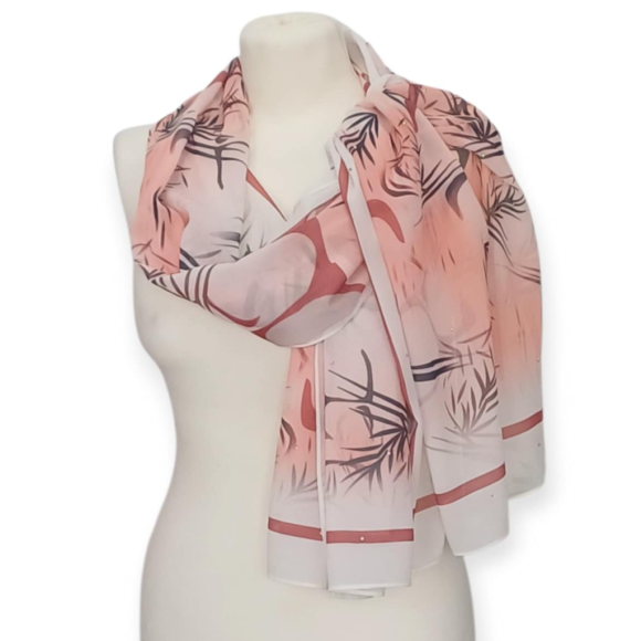 Jedwabny szal szyfonowy Georgette,zdobiony kryształkami (Ż-17)