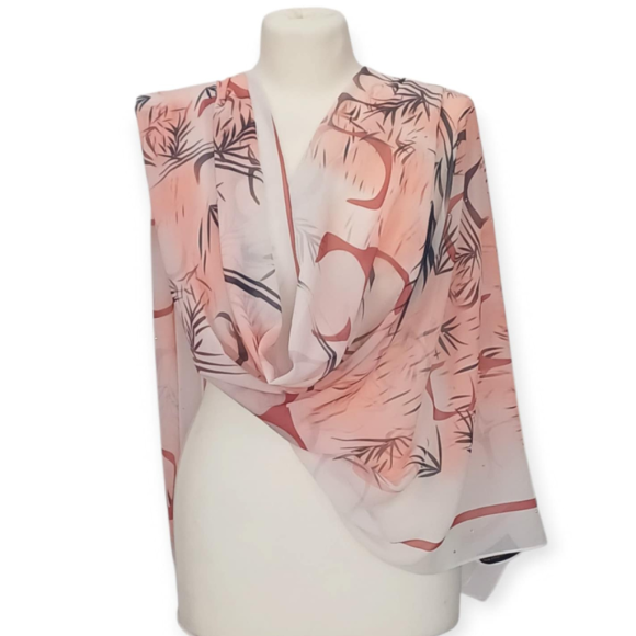 Jedwabny szal szyfonowy Georgette,zdobiony kryształkami (Ż-17)