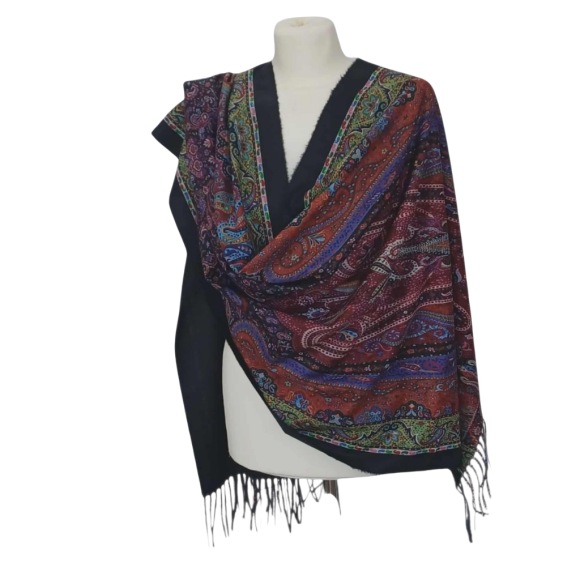 Szal z wełny merino – wzór paisley (W-106)