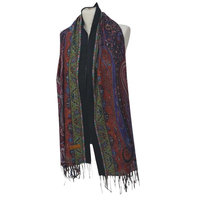 Szal z wełny merino – wzór paisley (W-106)