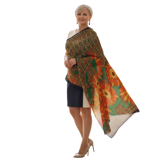 Szal z jedwabiu naturalnego z dodatkiem jedwabnego poliestru (JP-118)