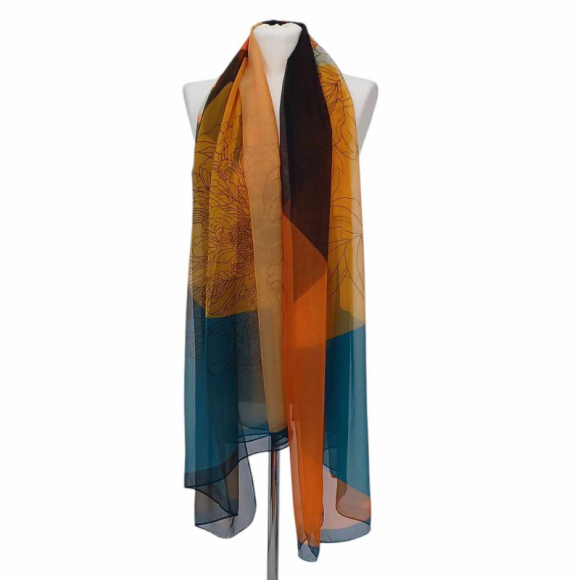 Szal z jedwabnego szyfonu | wielobarwny | lekki i zwiewny  ( SZYF-4)