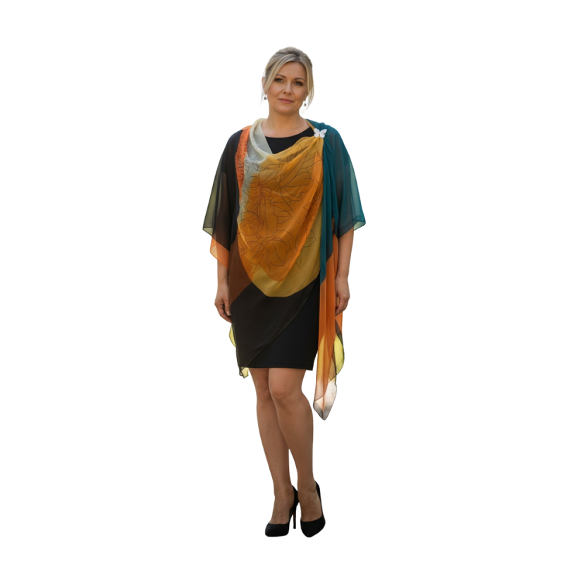 Szal z jedwabnego szyfonu | wielobarwny | lekki i zwiewny  ( SZYF-4)