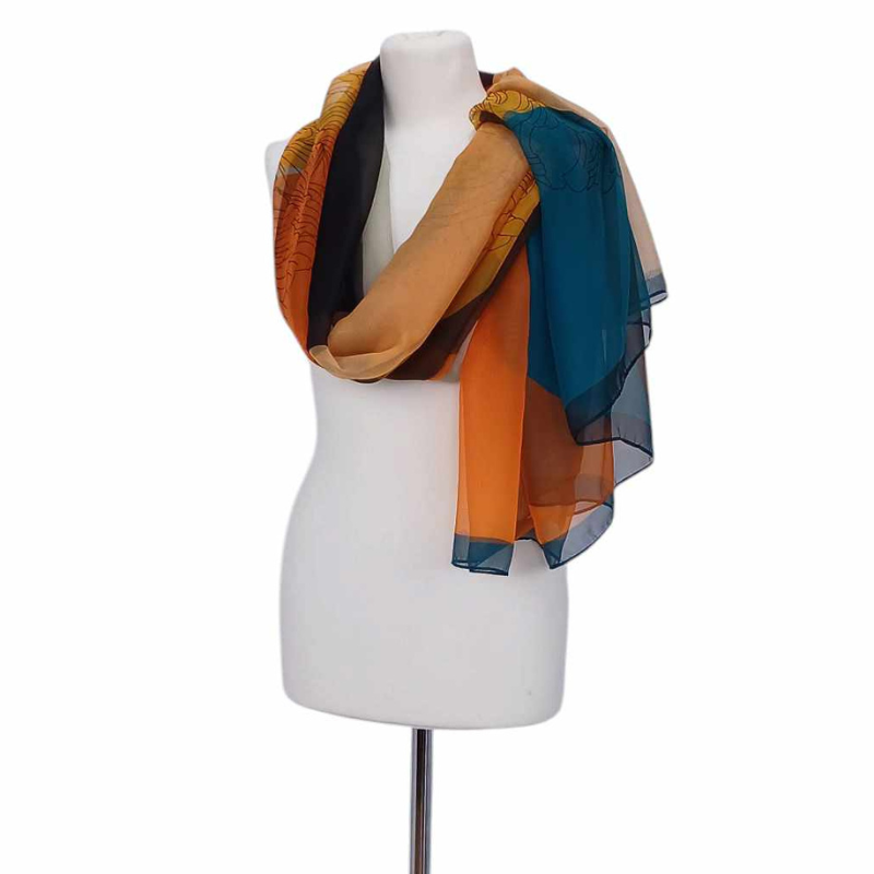 Szal z jedwabnego szyfonu | wielobarwny | lekki i zwiewny  ( SZYF-4)