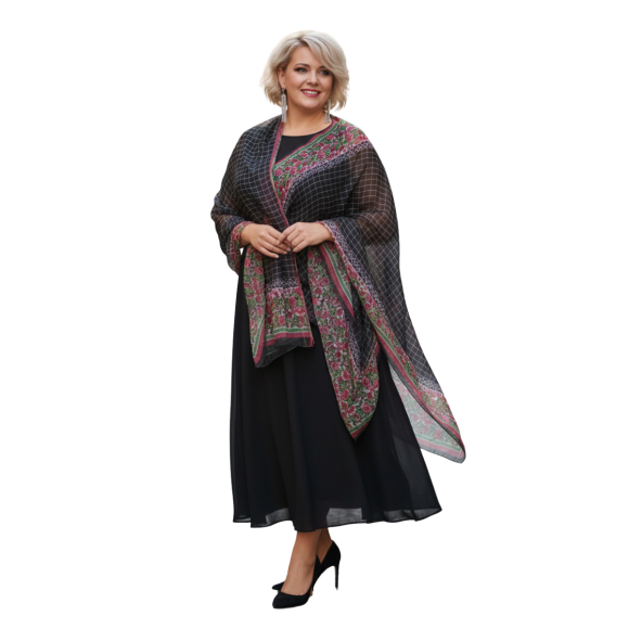 Szal z szyfonu jedwabnego, niezwykle cienki i zwiewny ( SZYF-9)