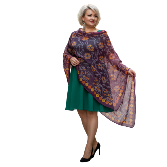 Szal z szyfonu jedwabnego, niezwykle cienki i zwiewny ( SZYF-7)