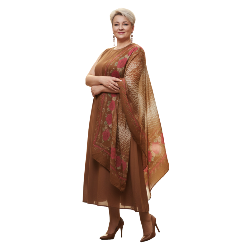 Szal z szyfonu jedwabnego, niezwykle cienki i zwiewny (SZYF-1)