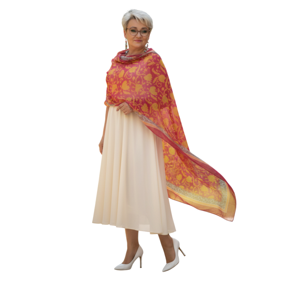 Szal z szyfonu jedwabnego, niezwykle cienki i zwiewny ( SZYF-5)