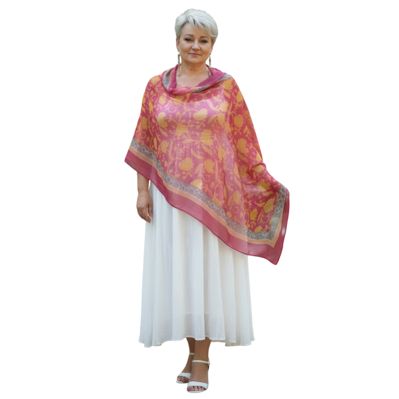 Szal z szyfonu jedwabnego, niezwykle cienki i zwiewny ( SZYF-5)