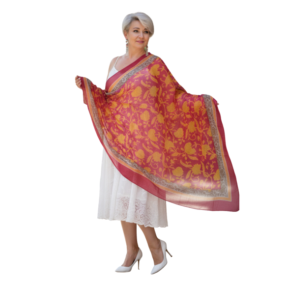 Szal z szyfonu jedwabnego, niezwykle cienki i zwiewny ( SZYF-5)