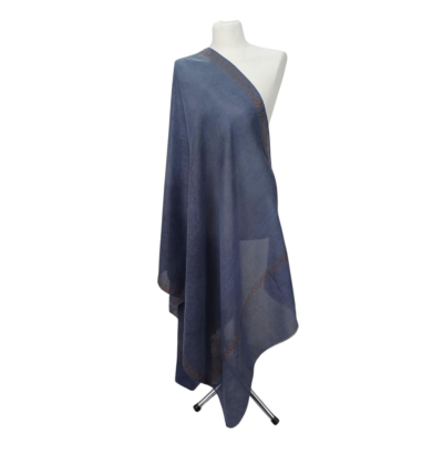 Szal wełniany merino z piękną bordiurą z mieniących kryształków (W-89)