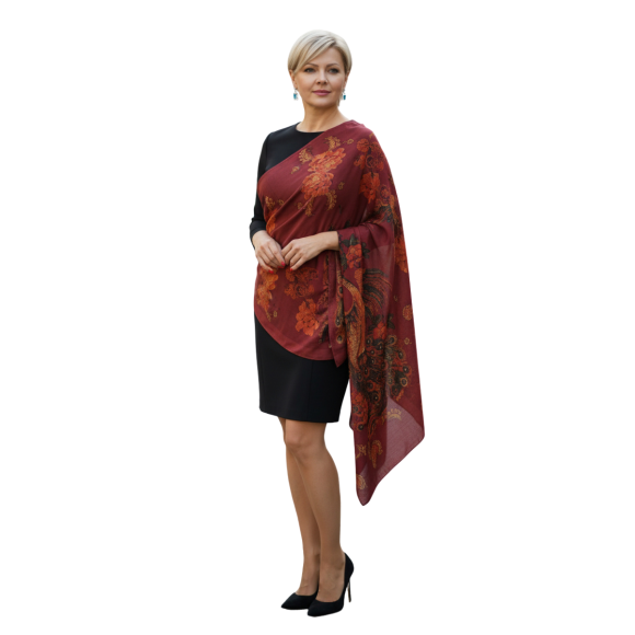 Szal z jedwabiu naturalnego z dodatkiem jedwabnego poliestru (J-103)