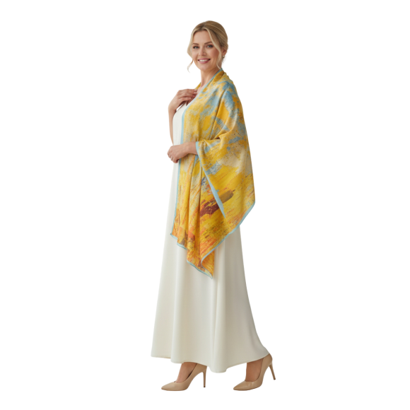 Szal z jedwabiu satynowego z domieszką jedwabnego poliestru (J-128)