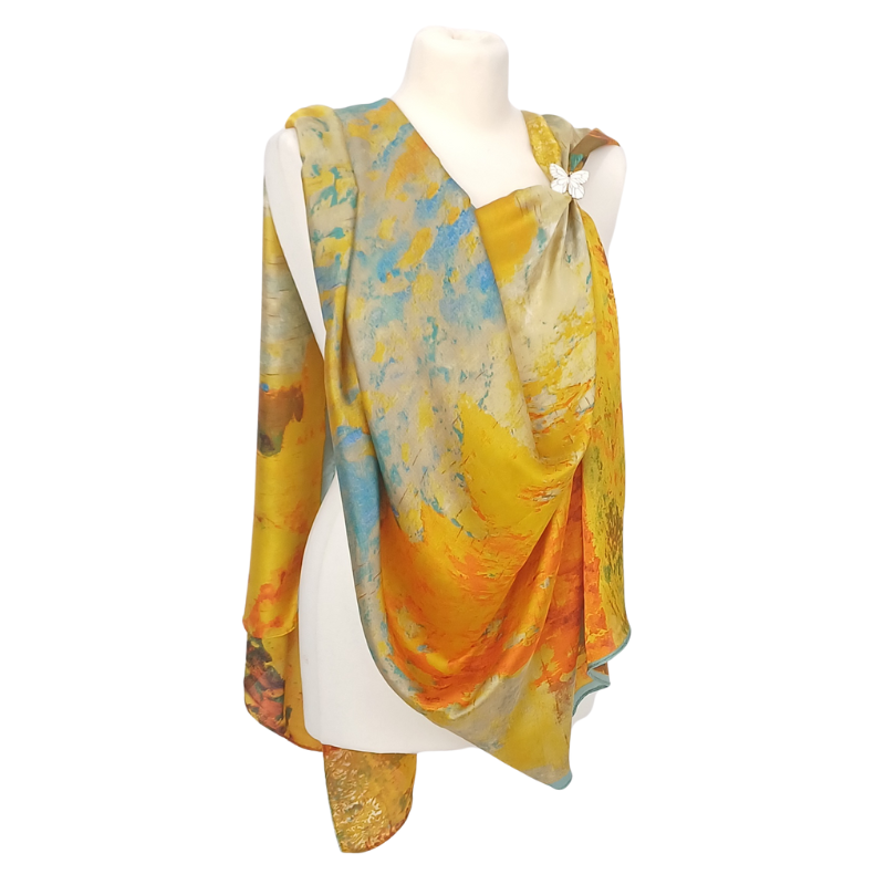 Szal z jedwabiu satynowego z domieszką jedwabnego poliestru (J-128)