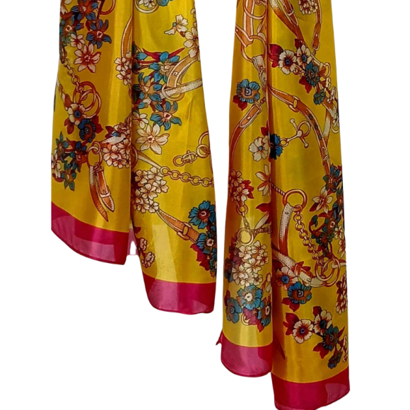 Szal jedwabny z domieszką poliestru z pięknym nadrukiem  (JP - 117)