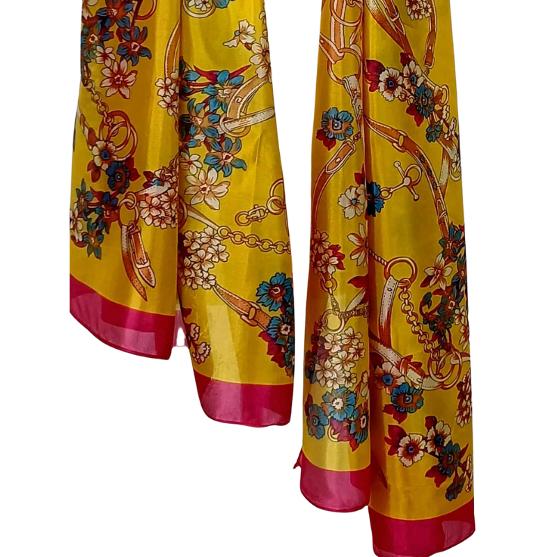 Szal jedwabny z domieszką poliestru z pięknym nadrukiem  (JP - 117)