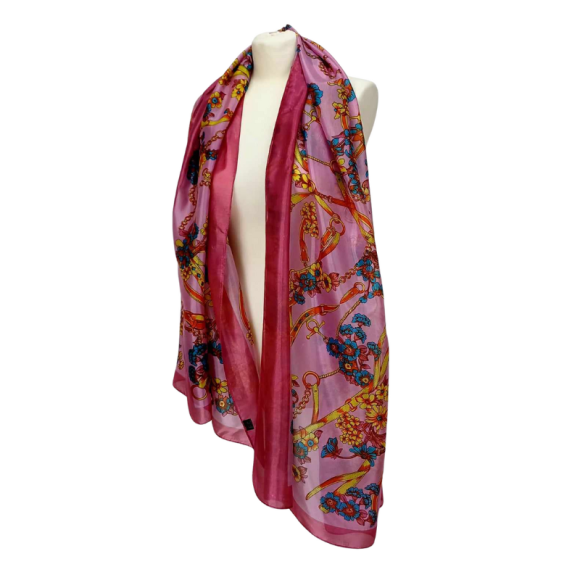 Szal - Jedwabny poliester z pięknym nadrukiem (JP-115)