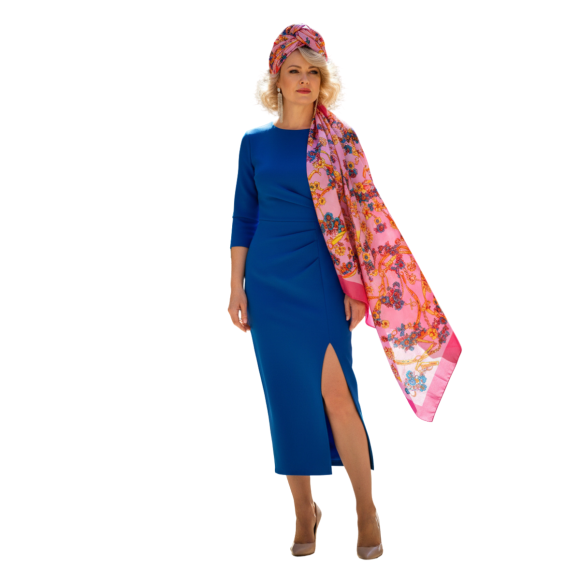 Szal - Jedwabny poliester z pięknym nadrukiem (JP-115)