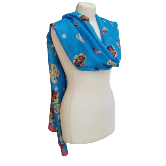 Szal jedwabny z dodatkiem poliestru ( J-60)