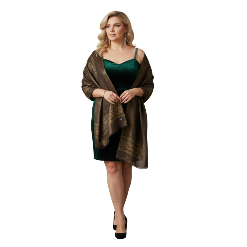 Szal jedwabny Banarasi – złoty blask (JE-100)